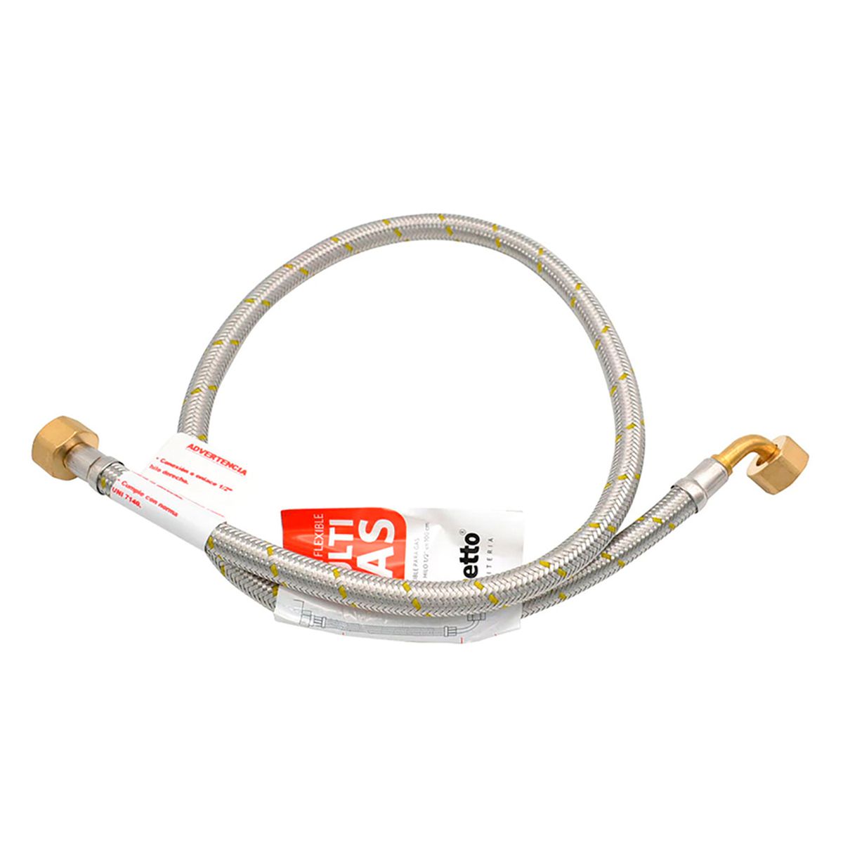 STRETTO - Flex gas HI-HI 1/2 x 1/2 100 cm c/Curva