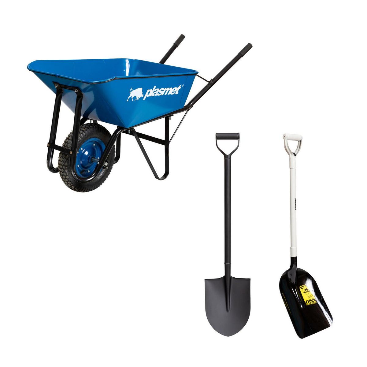Plasmet - Kit carretilla 90 lts + pala punta huevo + pala carbonera