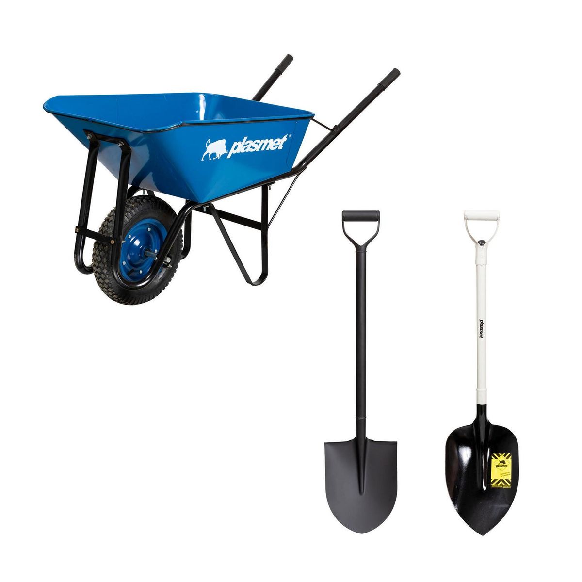 Plasmet - Kit carretilla 90 lts + pala punta huevo + pala excavación