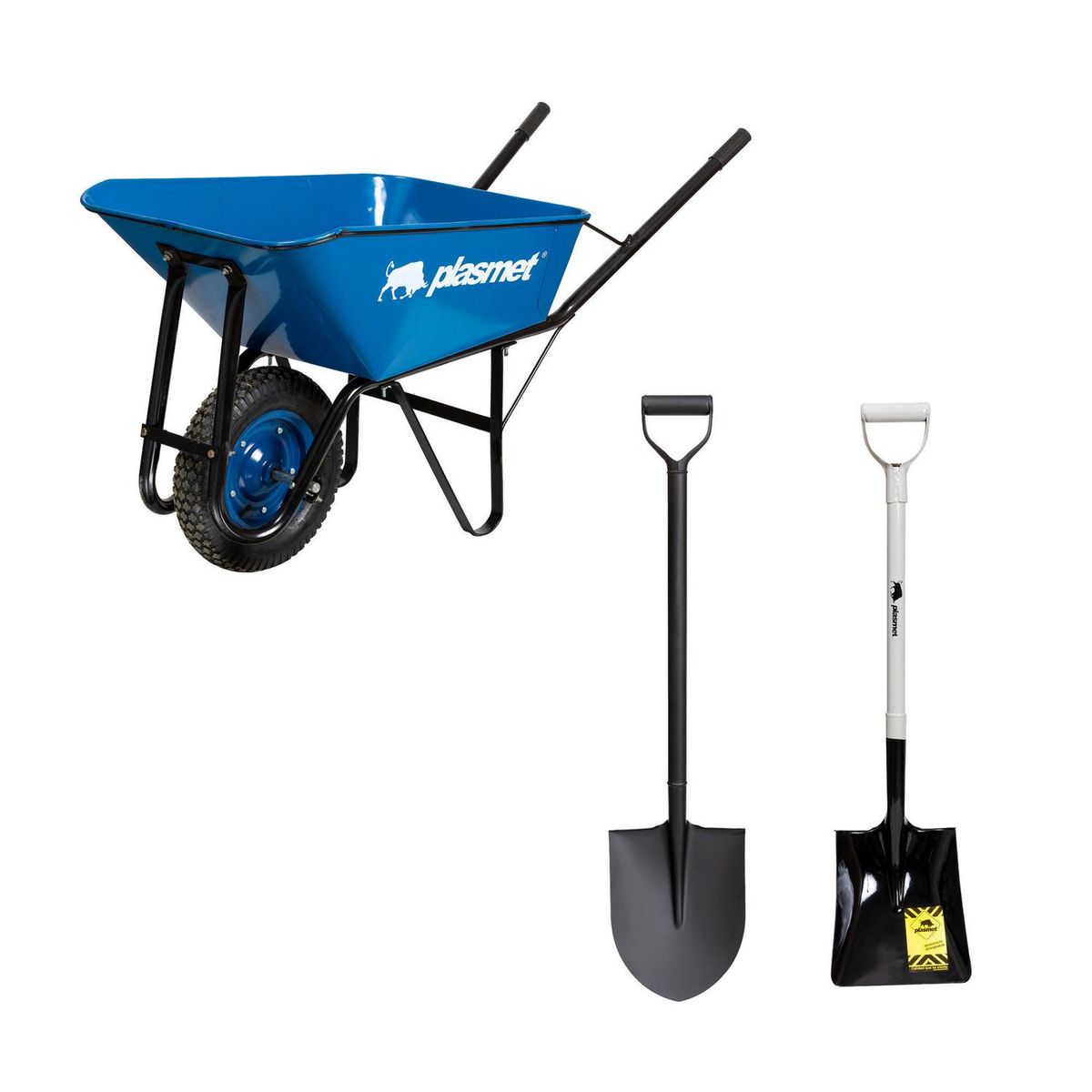 Plasmet - Kit carretilla 90 lts + pala punta huevo + pala concretera