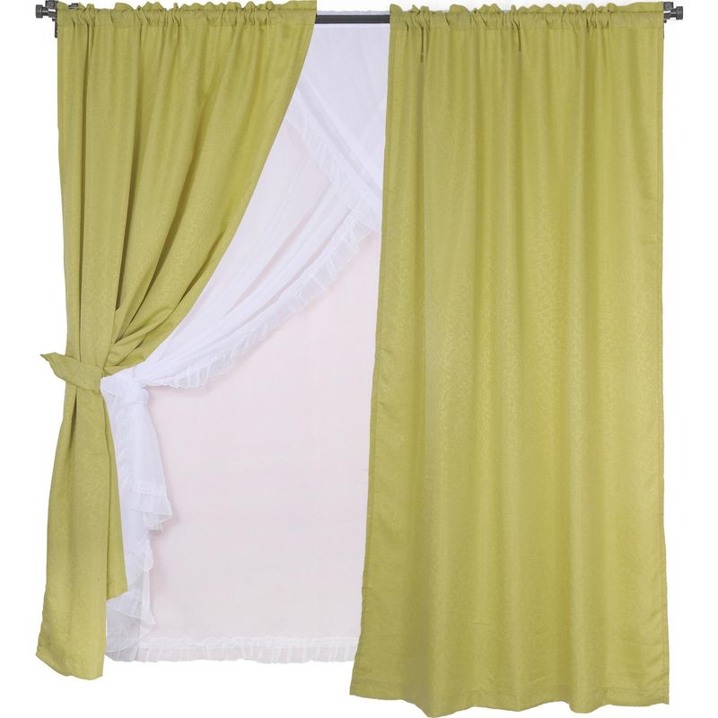 MASHINI - Set de cortinas tela 145x220cm Diana pistacho
