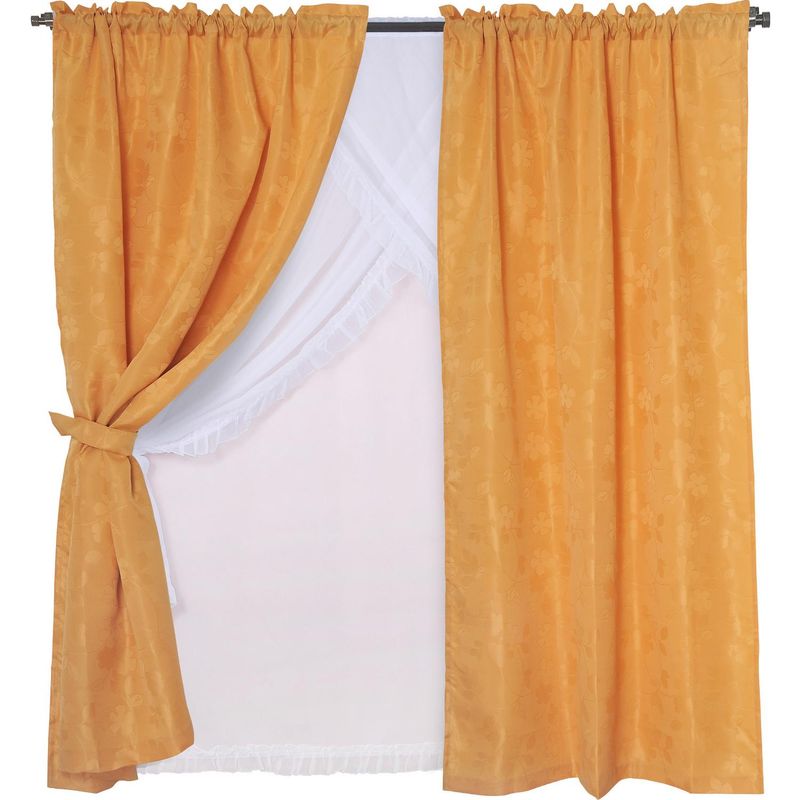 MASHINI - Set de cortinas tela 145x220cm Kate mostaza
