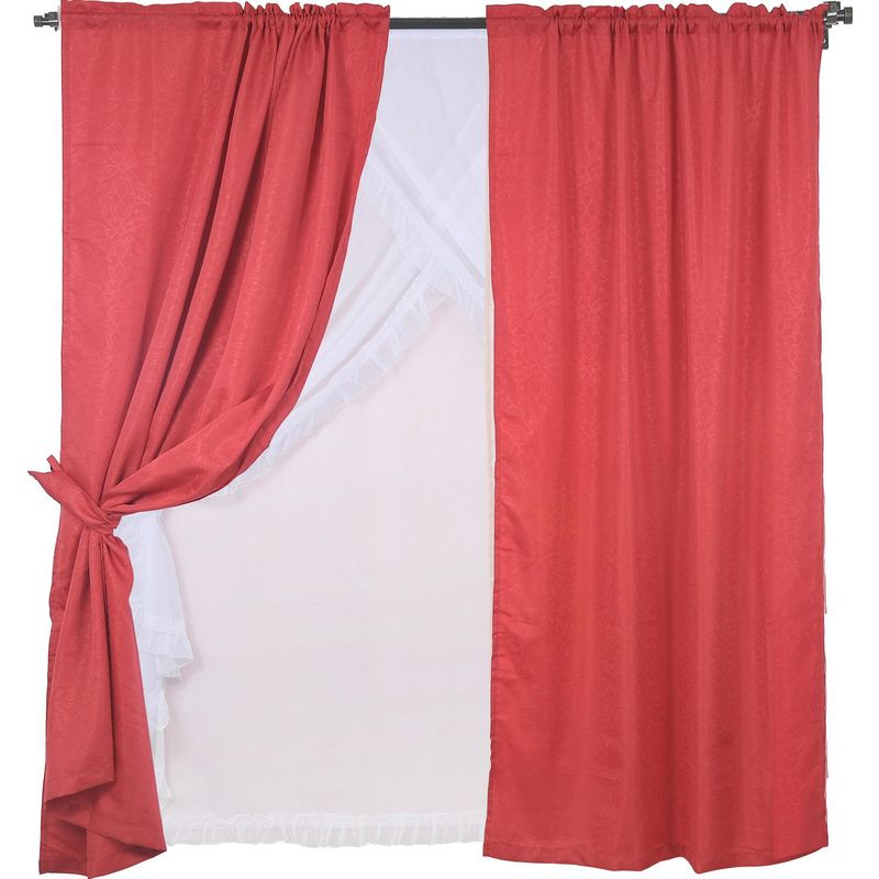 MASHINI - Set de cortinas tela 145x220cm Diana rojo