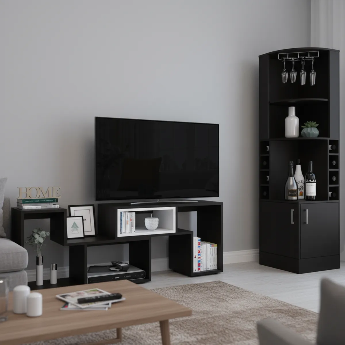 TUHOME - Combo Bar + Rack TV 40 Beijing Wengue