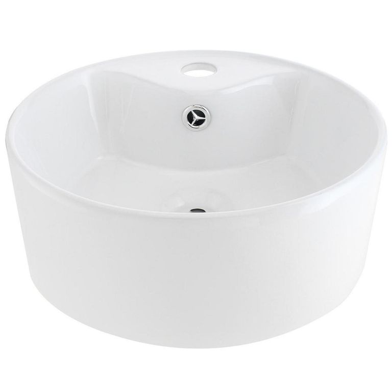 Lavamanos Sobrepuesto Forma Redonda Loza 36x14x36 cm Blanco