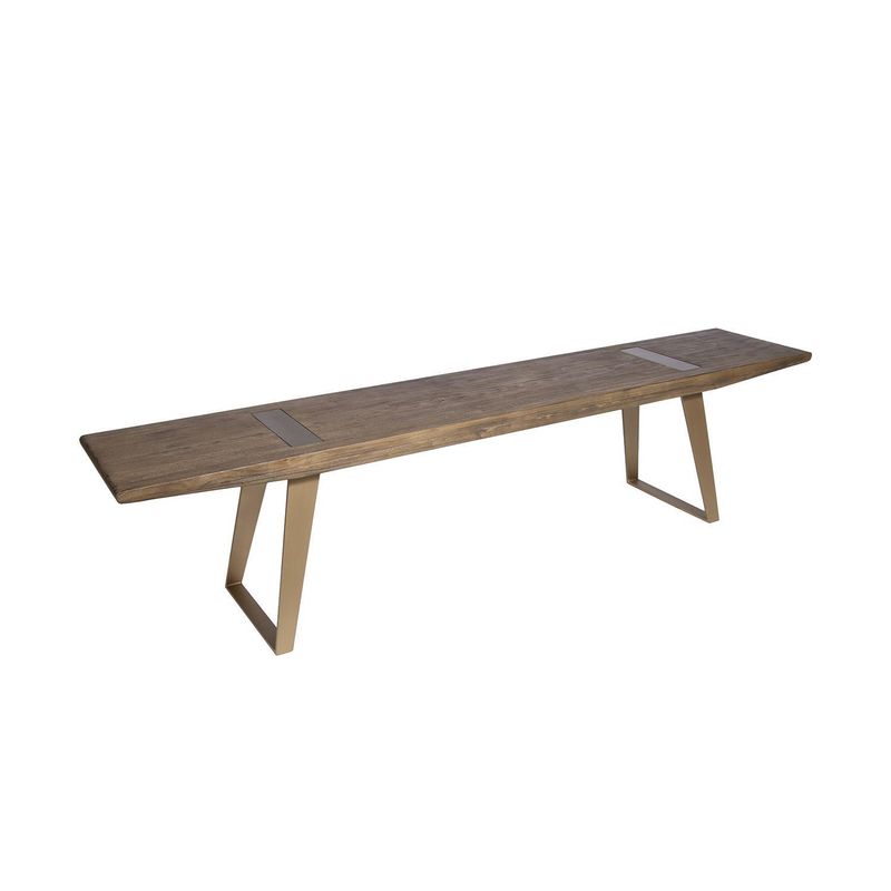 MEYA MUEBLES - Banca de madera y acero 45x170x35 cm