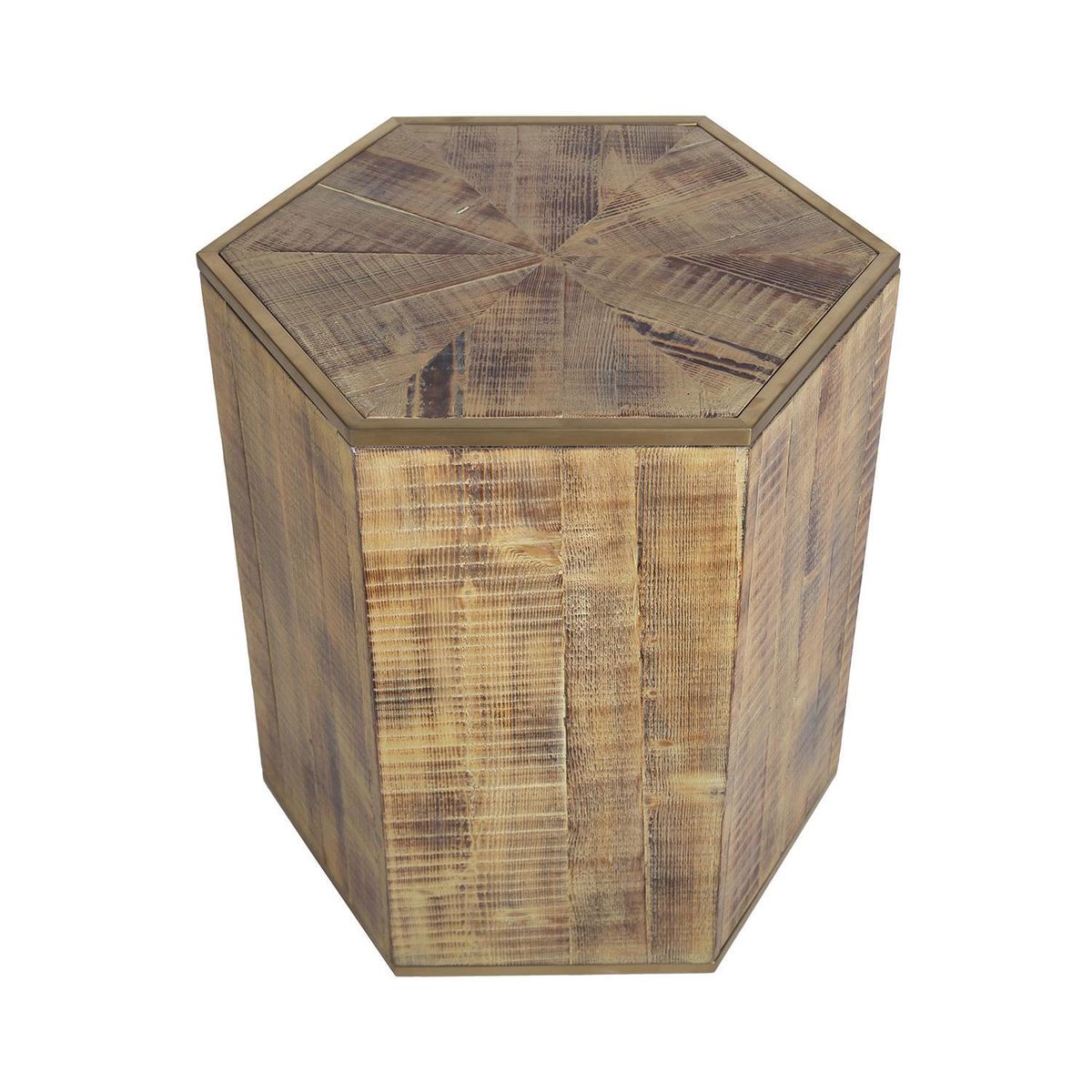 MEYA MUEBLES - Mesa Hexagonal Made Café 56x50x60 cm