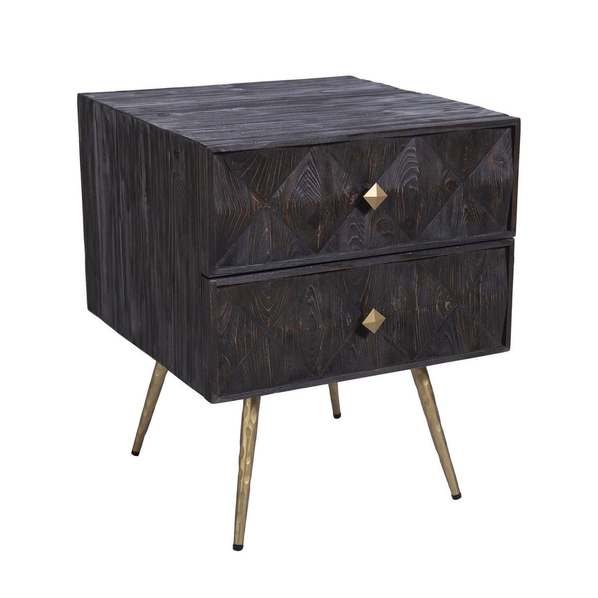 MEYA MUEBLES - Velador 2 Cajón(es) Bulgan 50x60x50 cm Negro