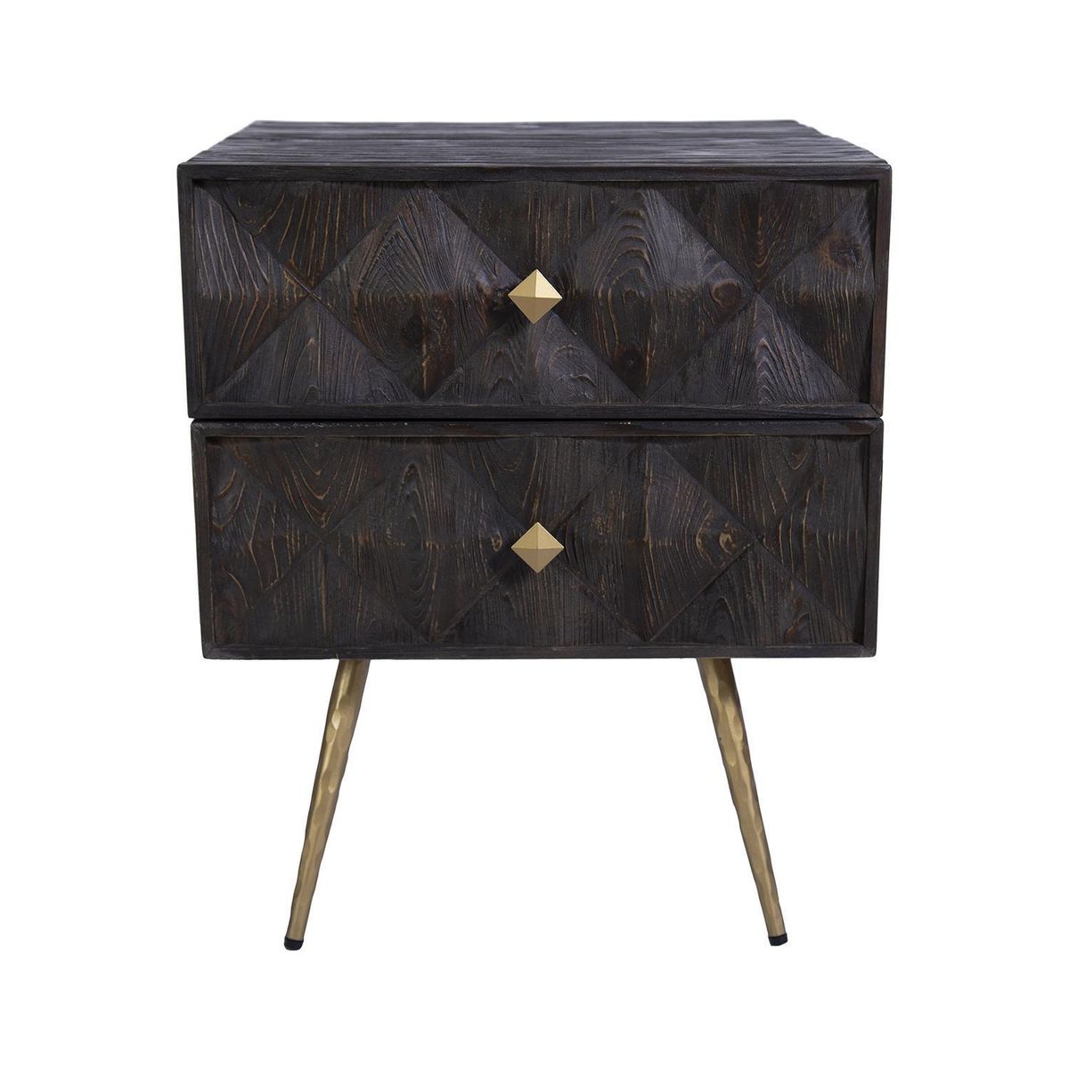 MEYA MUEBLES - Velador 2 Cajón(es) Bulgan 50x60x50 cm Negro