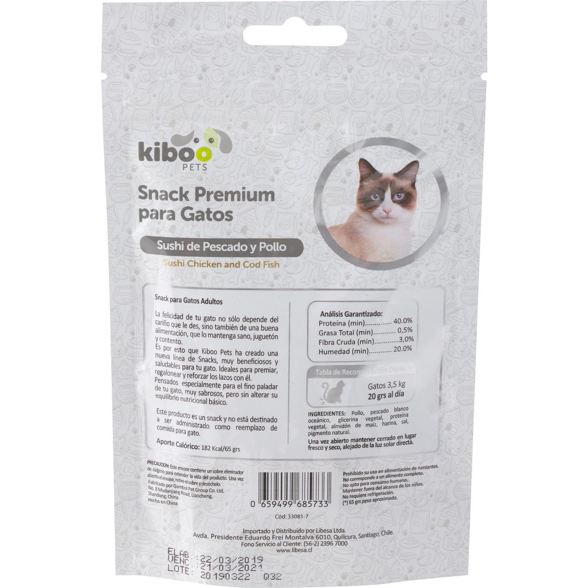 KIBOO PETS - Snack gato rebanadas de pato