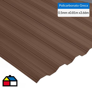 Plancha policarbonato greca bronce 0.5mmx0.81mx3.66m
