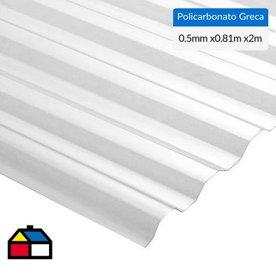 Plancha policarbonato greca transparente 0.5mmx0.81mx2.0m