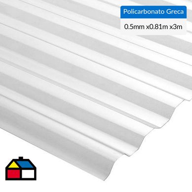 Plancha policarbonato greca transparente 0.5mmx0.81mx3.0m