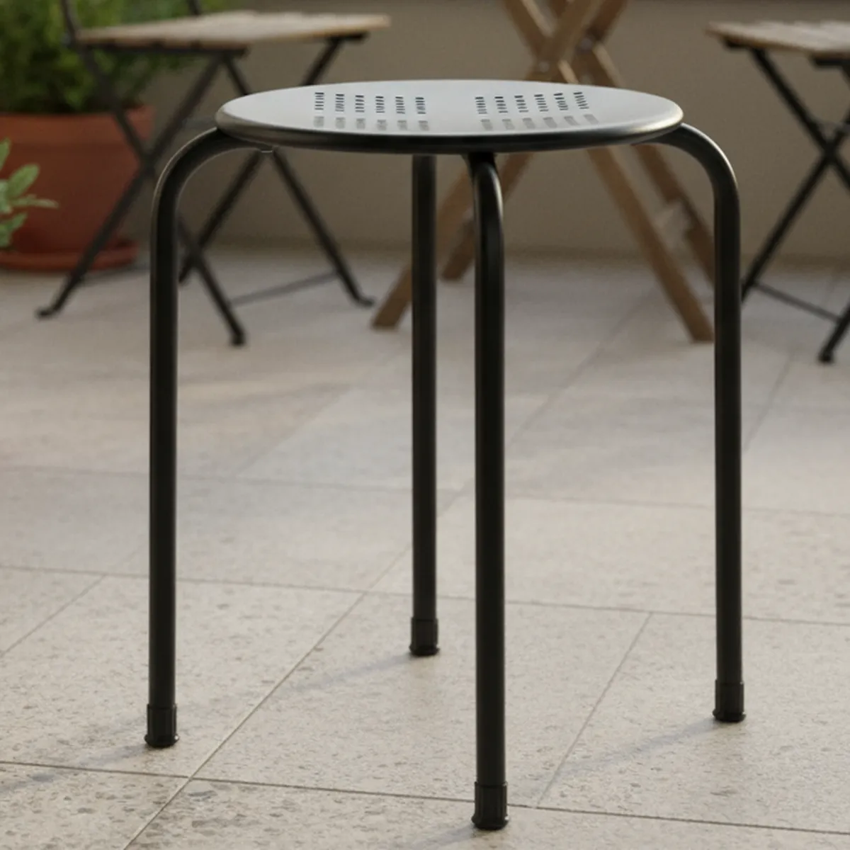 CASA BONITA - Banco Perforado Negro 45x30x30 cm