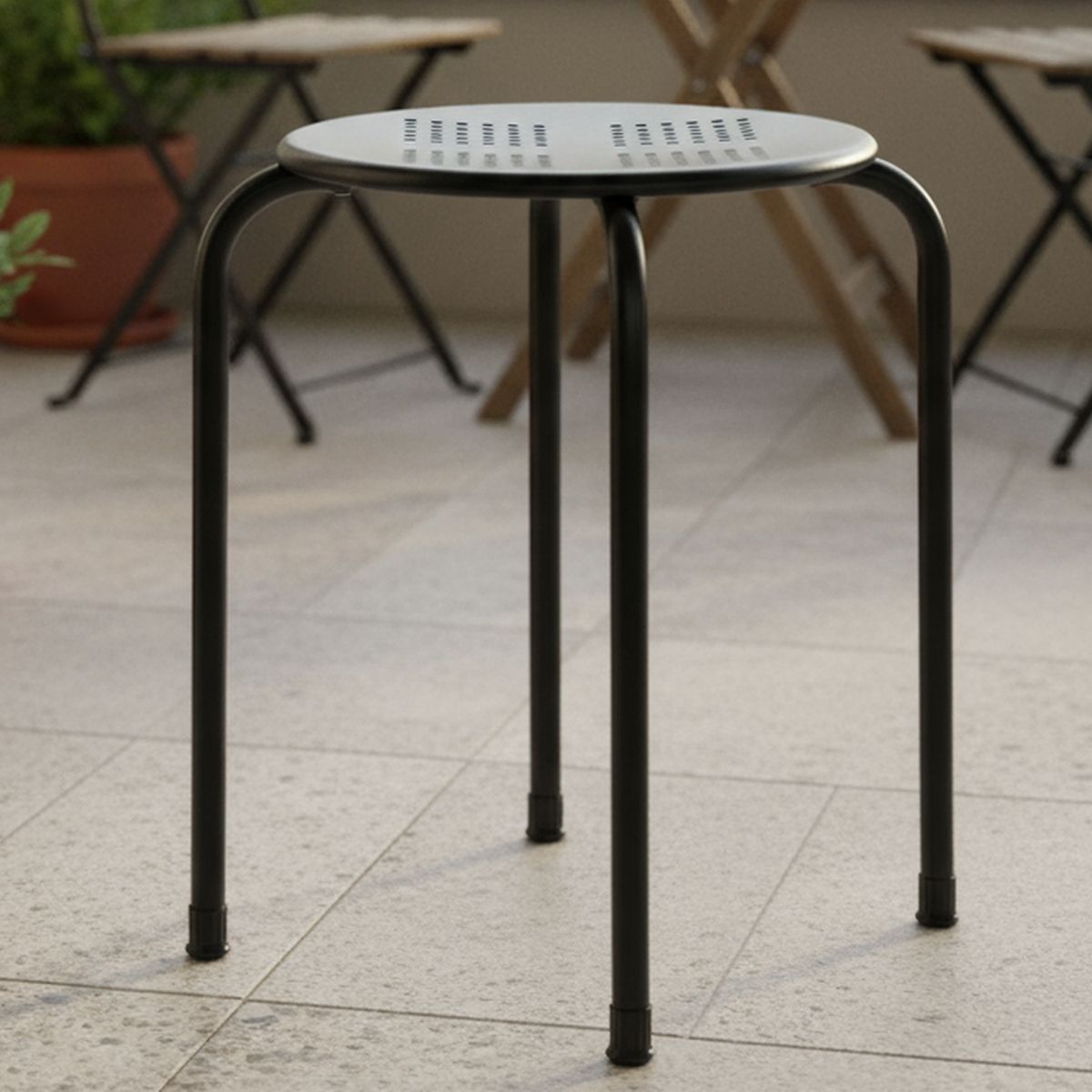 CASA BONITA - Banco Perforado Negro 45x30x30 cm