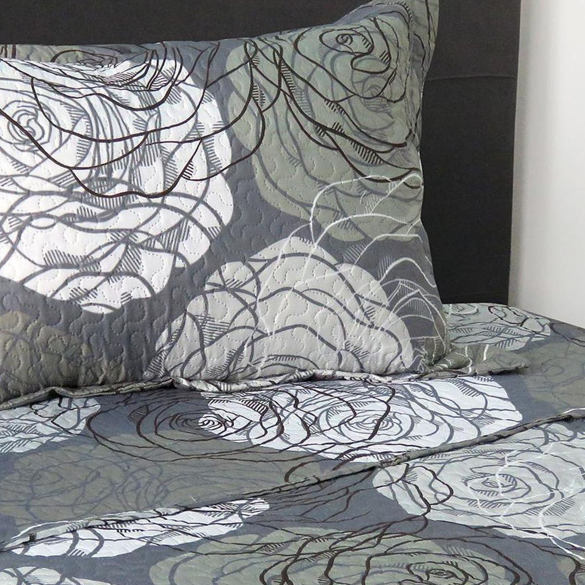 ILLUSIONS - Cubrecama Quilt 2 plazas Gris 