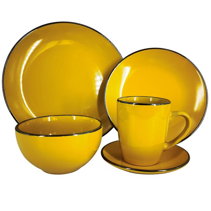 JUST HOME COLLECTION - Juego de Loza 30 Piezas Cerámica Sólido Mostaza