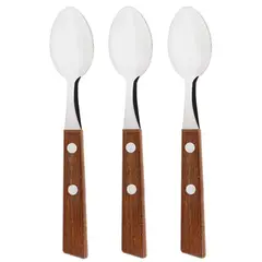 TRAMONTINA - Set de 3 cucharas para té con mango madera