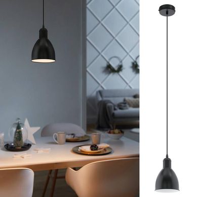 Lmpara de colgar acero negro Priddy 1 luz E27 60W