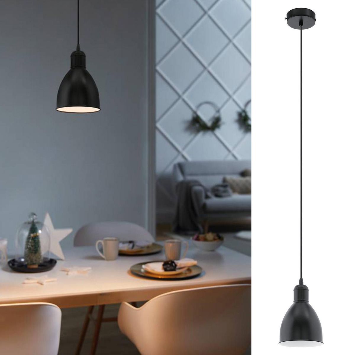 EGLO - Lámpara Colgante Priddy Metal Café