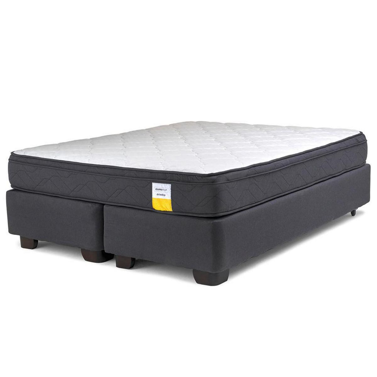 DRIMKIP - Cama Queen Americana Eurotop Gris