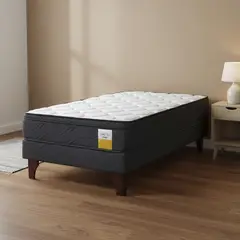 DRIMKIP - Cama 1 plaza Europea Eurotop Gris