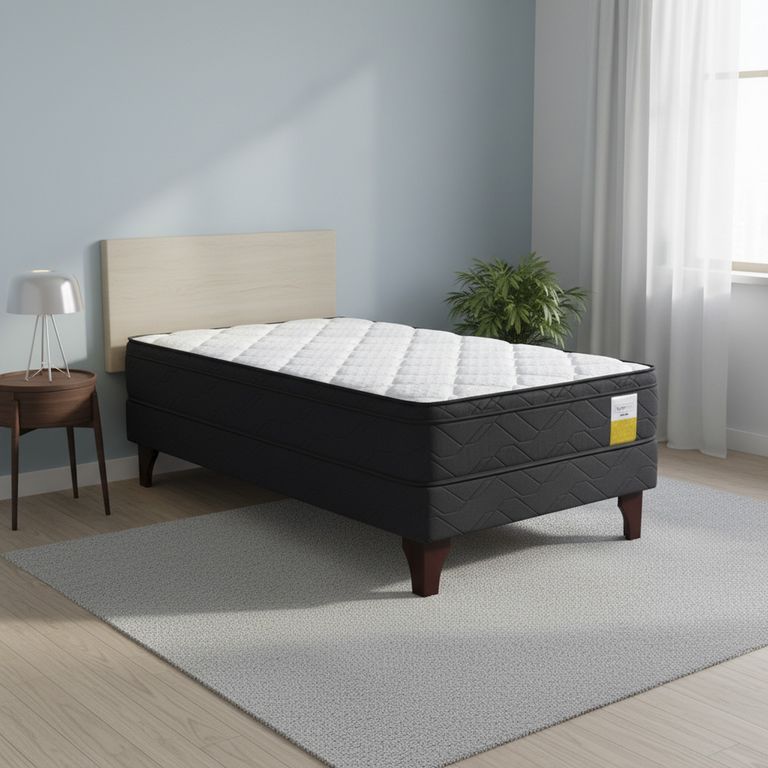 DRIMKIP Cama 1.5 plazas Europea Eurotop Gris