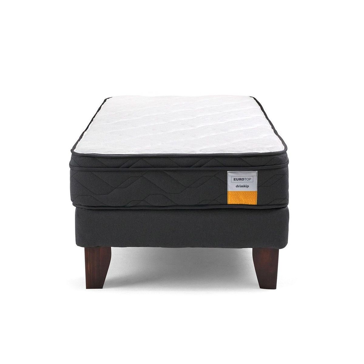DRIMKIP - Cama 1.5 plazas Europea Eurotop Gris