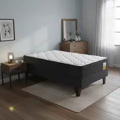 DRIMKIP - Cama 1.5 plazas Europea Eurotop Gris