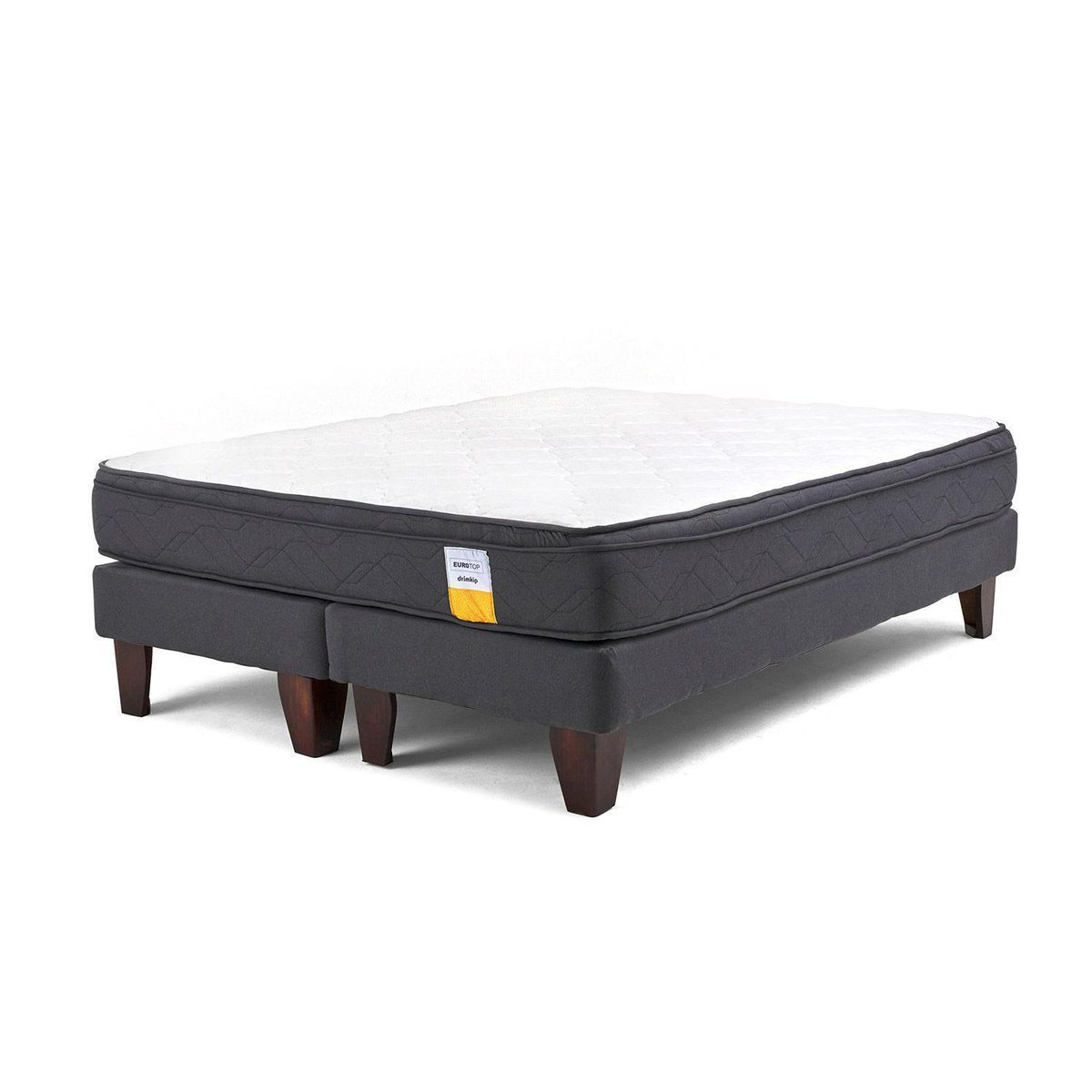 DRIMKIP - Cama 2 plazas Europea Eurotop Gris