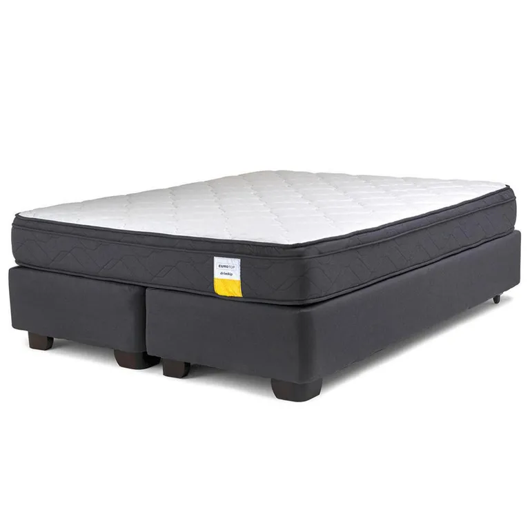 DRIMKIP Cama 2 plazas Americana Eurotop Gris