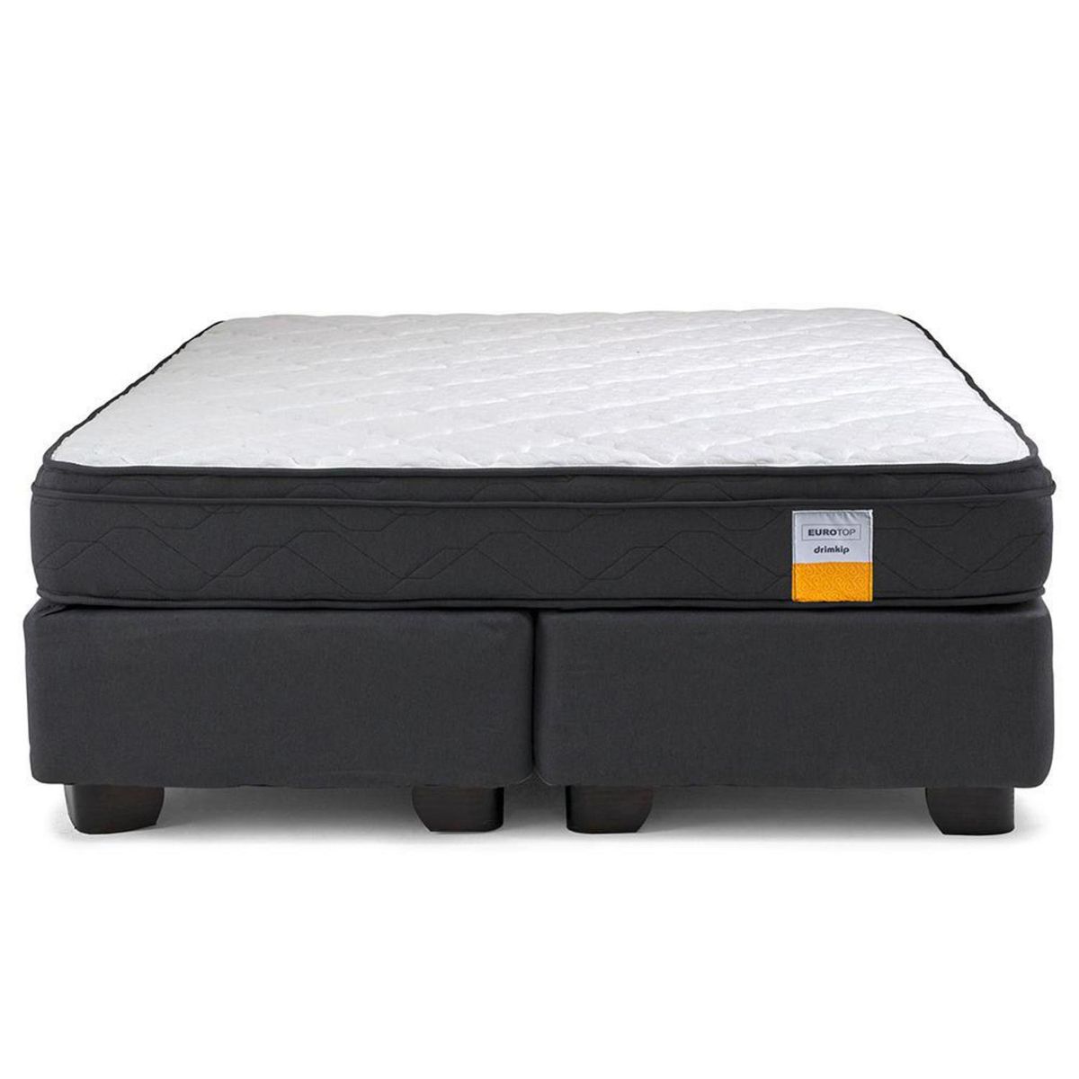 DRIMKIP - Cama 2 plazas Americana Eurotop Gris