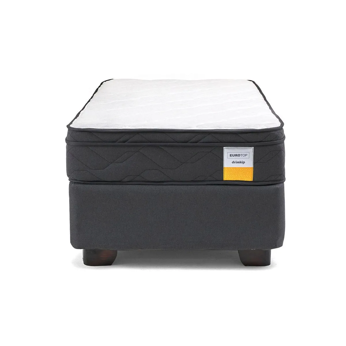 DRIMKIP - Cama 1.5 plazas Americana Eurotop Gris