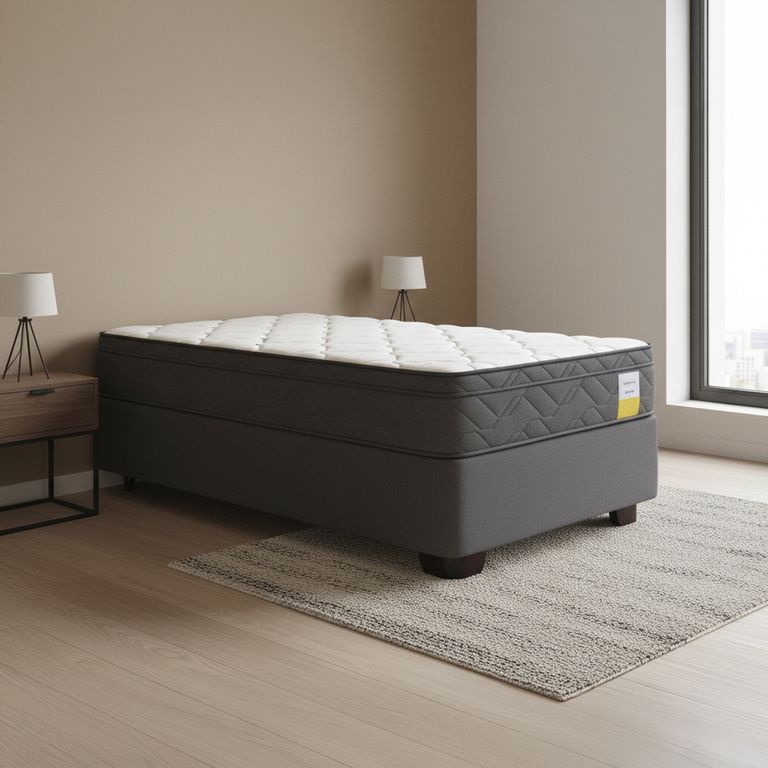 DRIMKIP Cama 1.5 plazas Americana Eurotop Gris