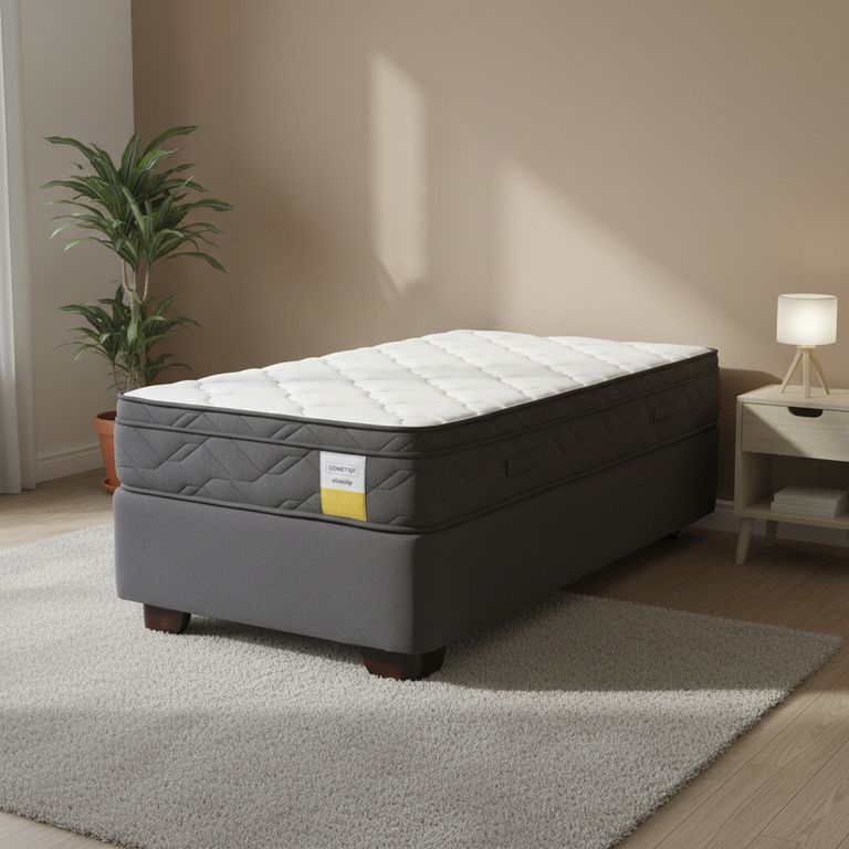DRIMKIP Cama 1.5 plazas Americana Eurotop Gris