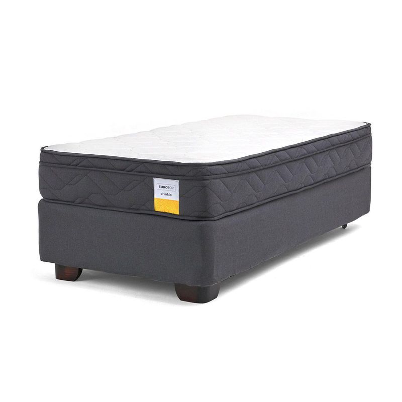 DRIMKIP - Cama Americana Eurotop 1 plaza Gris