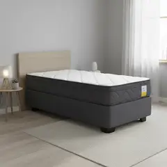 DRIMKIP - Cama 1 plaza Americana Eurotop Gris