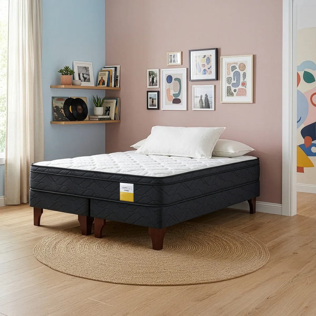 DRIMKIP - Cama Super king Europea Eurotop Gris