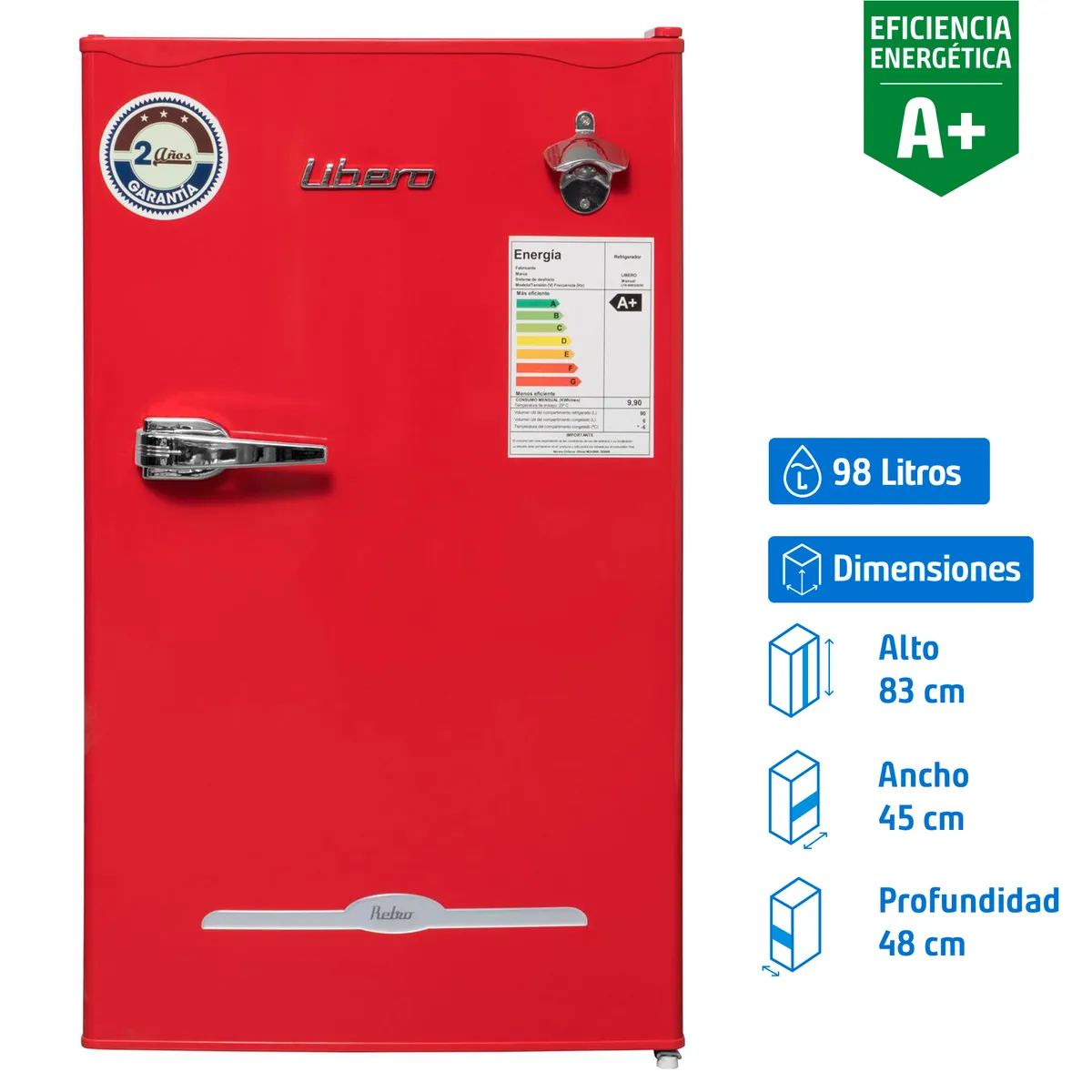 LIBERO - Frigobar 98 Litros Rojo LFB-90R