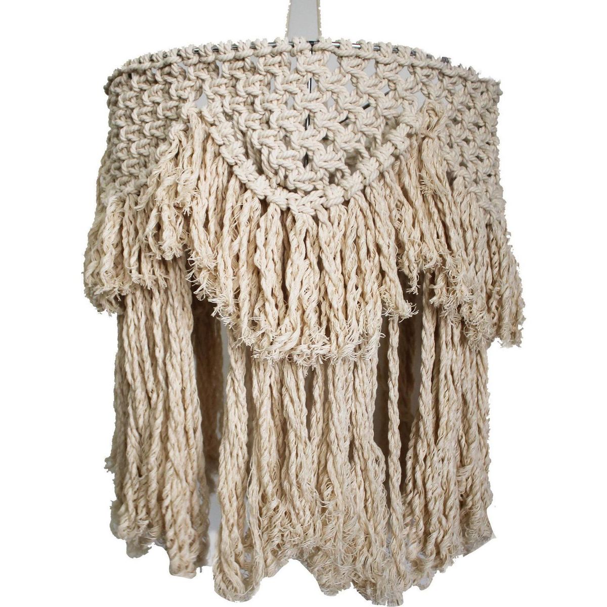 LANAS Y PINCELES - Pantalla para lámpara de macramé 35x47 cm