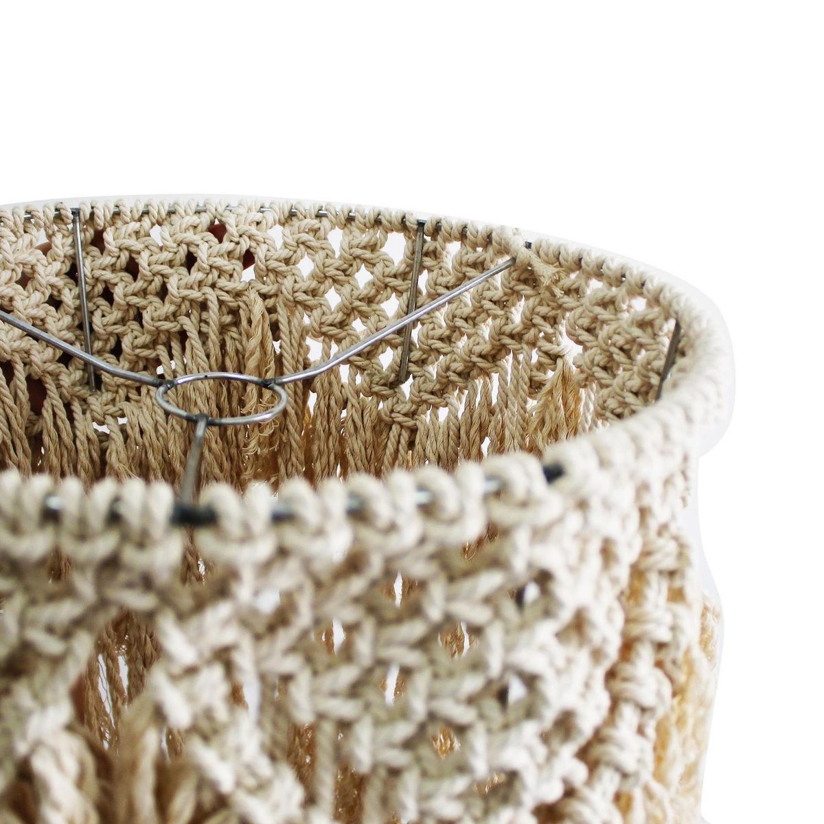 LANAS Y PINCELES - Pantalla para lámpara de macramé 35x47 cm