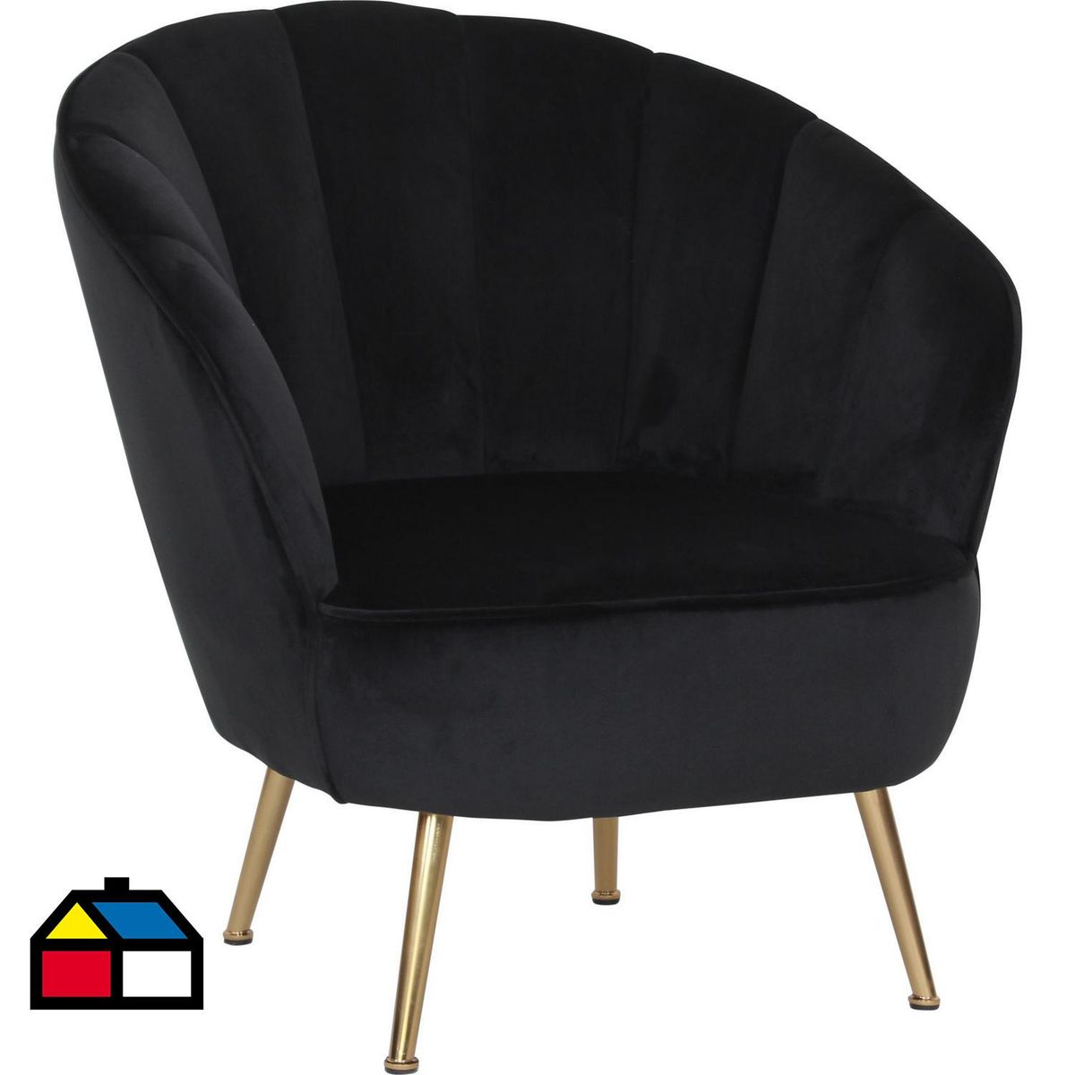 VEKKAHOME - Poltrona 1 cuerpo JAZZ 77x79x74.5 cm Negro