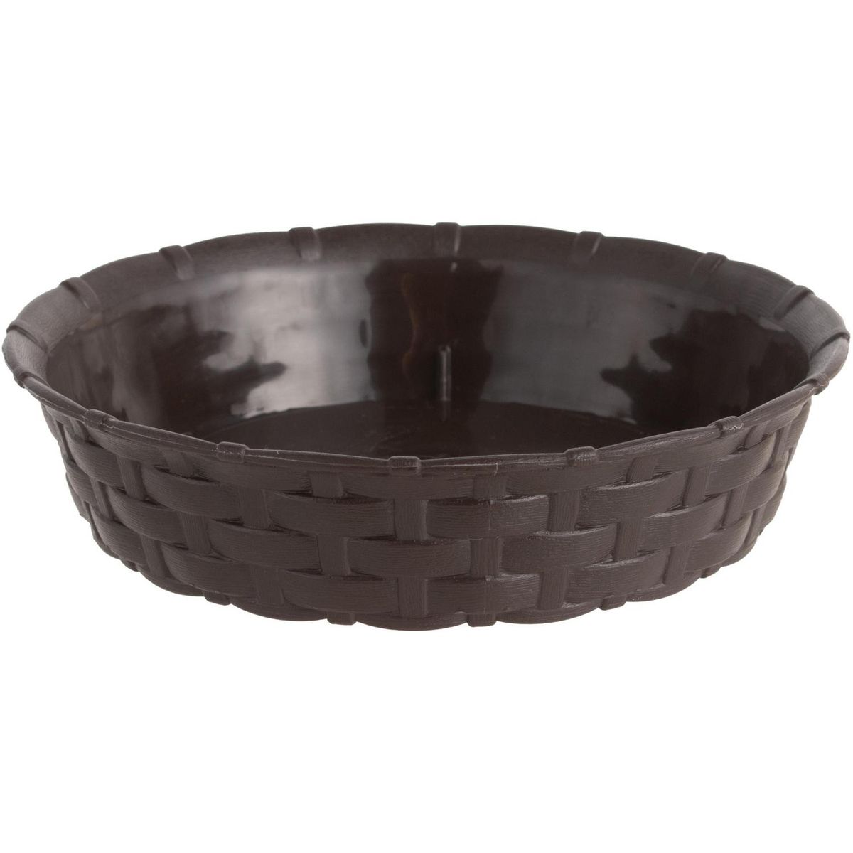 REYPLAST - Plato para macetero redondo estilo ratán plastico 18 cm marrón