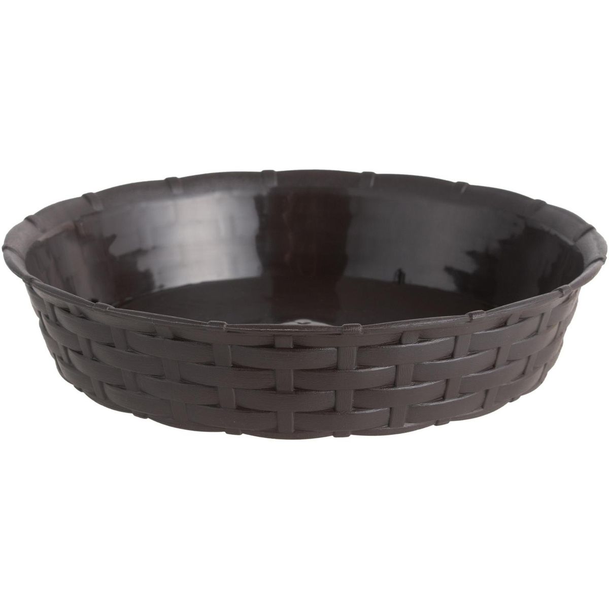 REYPLAST - Plato para macetero redondo estilo ratán plastico 25 cm marrón