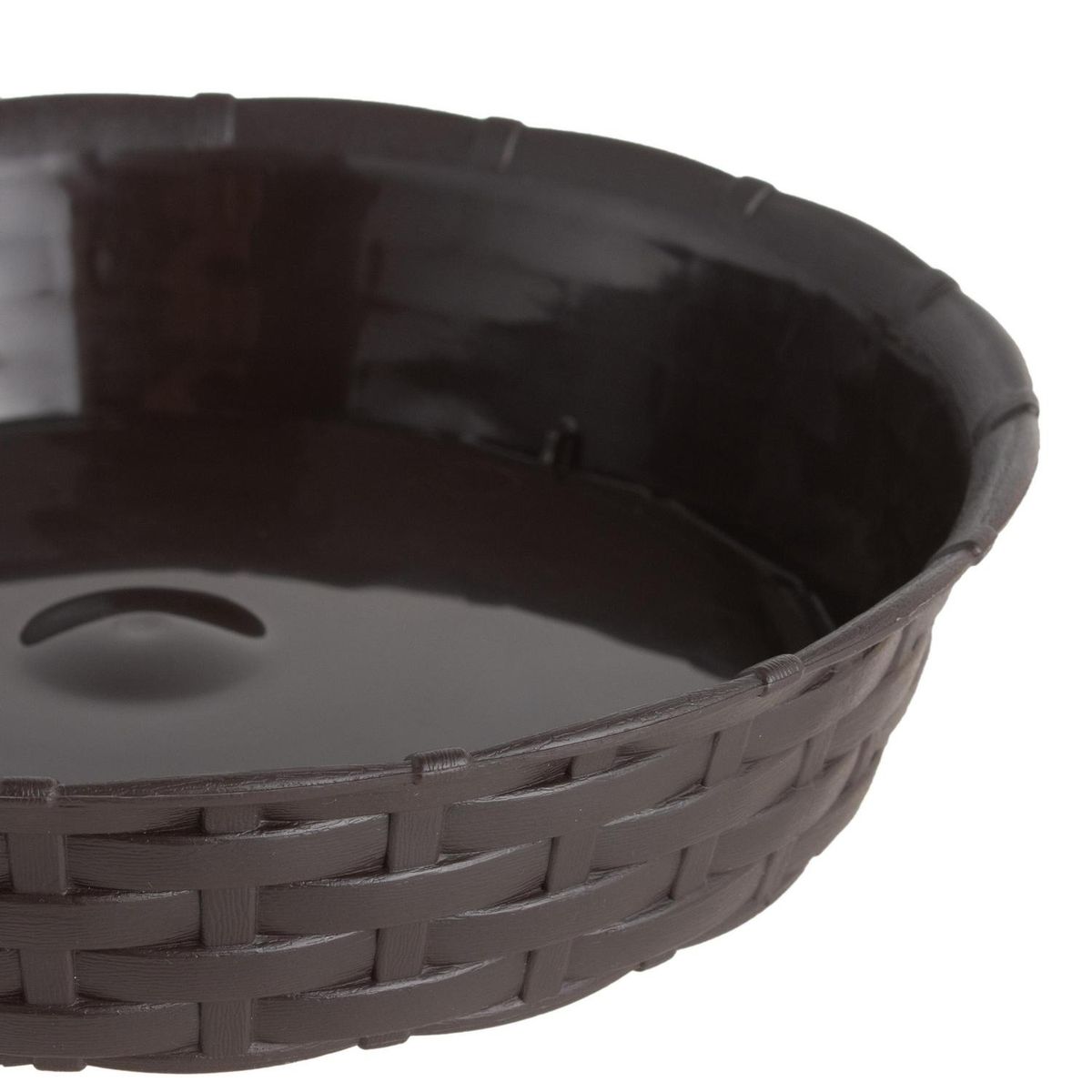REYPLAST - Plato para macetero redondo estilo ratán plastico 25 cm marrón