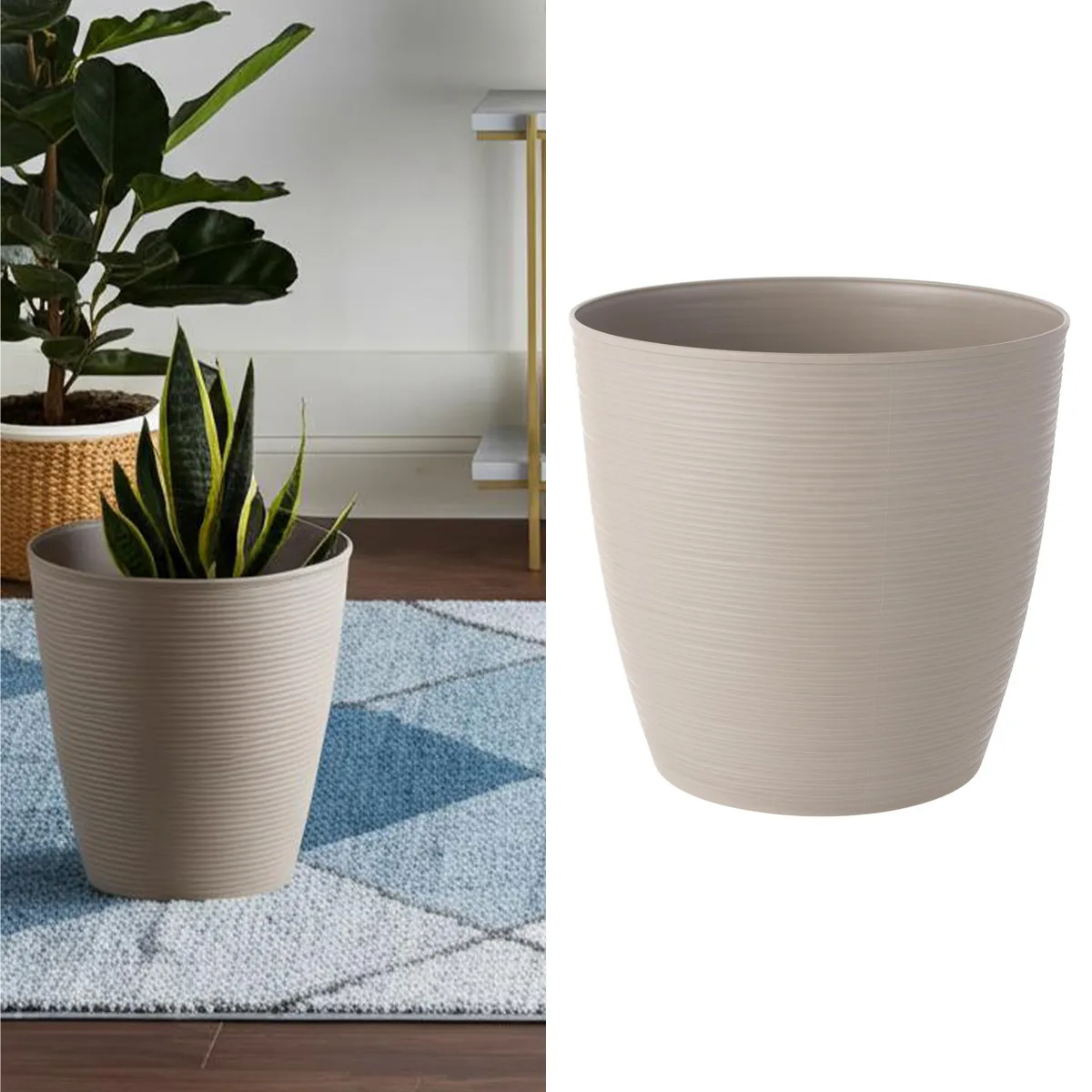 REYPLAST - Macetero Redondo de Plástico 32x30 cm Taupe