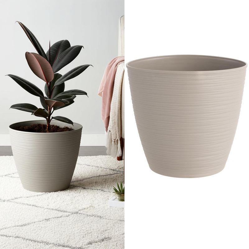 REYPLAST - Macetero Redondo de Plástico 24.4x23 cm Taupe
