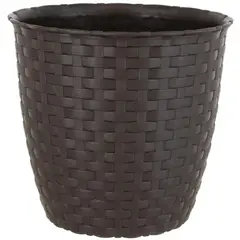 REYPLAST - Macetero redondo estilo ratán plastico 18 cm marrón