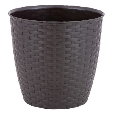 Macetero redondo estilo ratn plastico 25 cm marrn