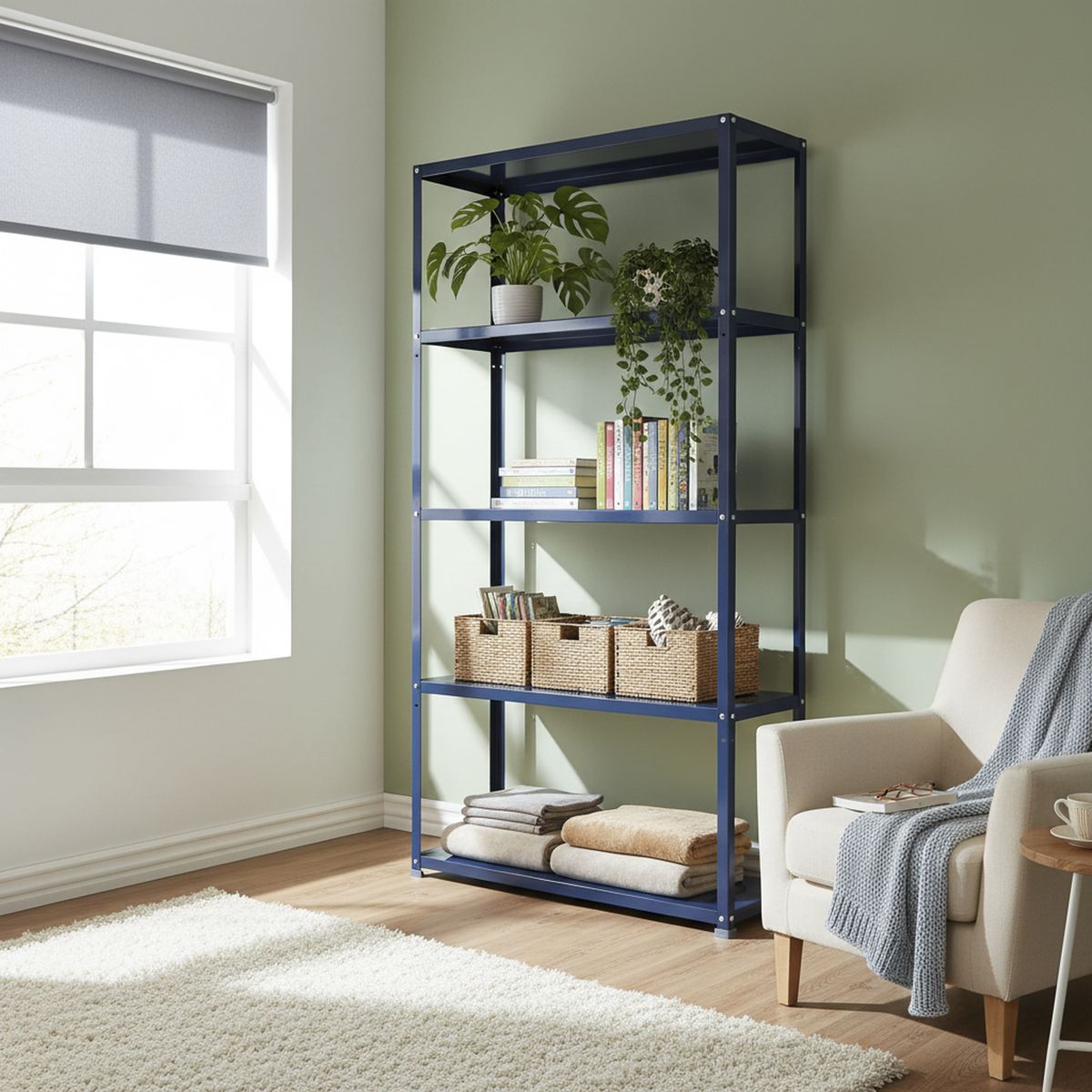 JUST HOME COLLECTION - Estante Metal 5 Nivel(es) 90x172x30 cm Azul